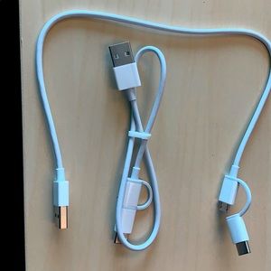 USB to Micro USB with a type C adapter cord